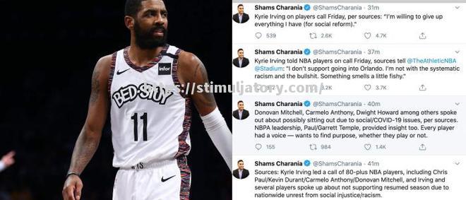 星空体育-NBA球员代表联盟公开要求调整复赛计划,联赛重开时间存疑